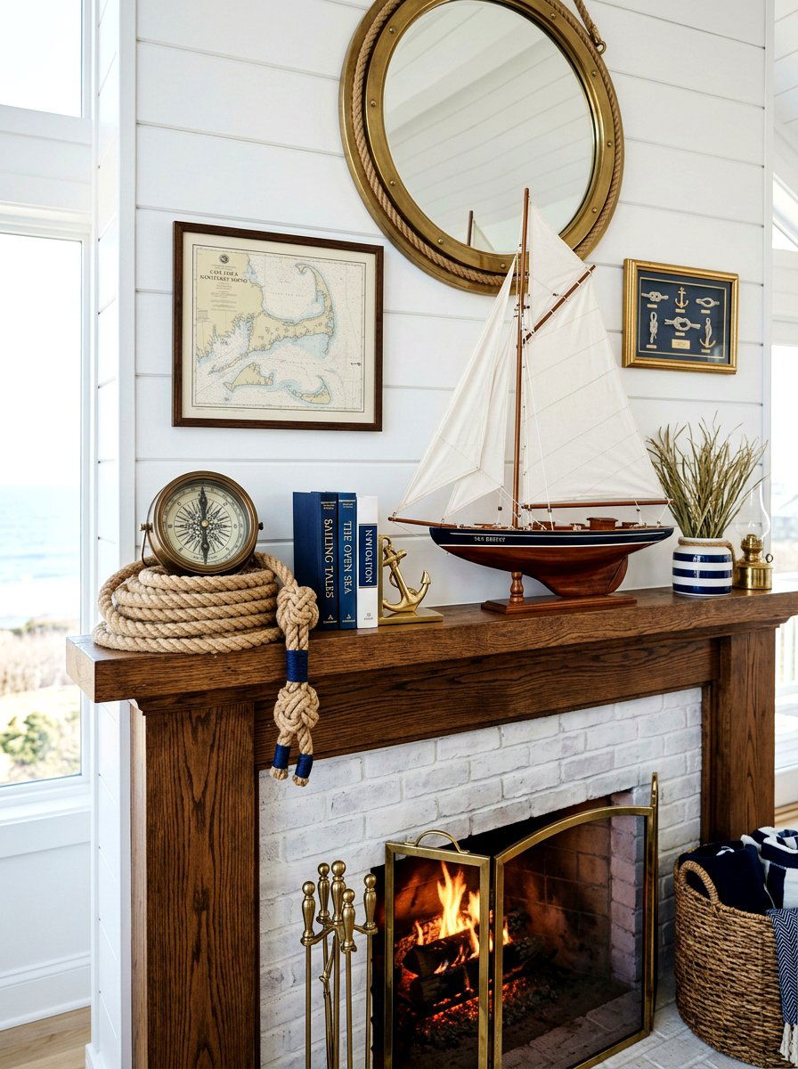 Nautical mantel - 30 summer mantel decor ideas