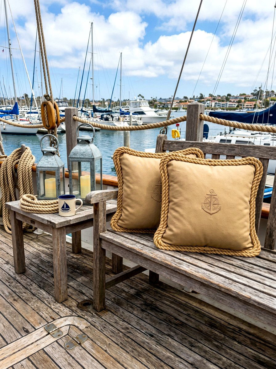 Nautical rope detail outdoor pillow - 30 outdoor throw pillow ideas