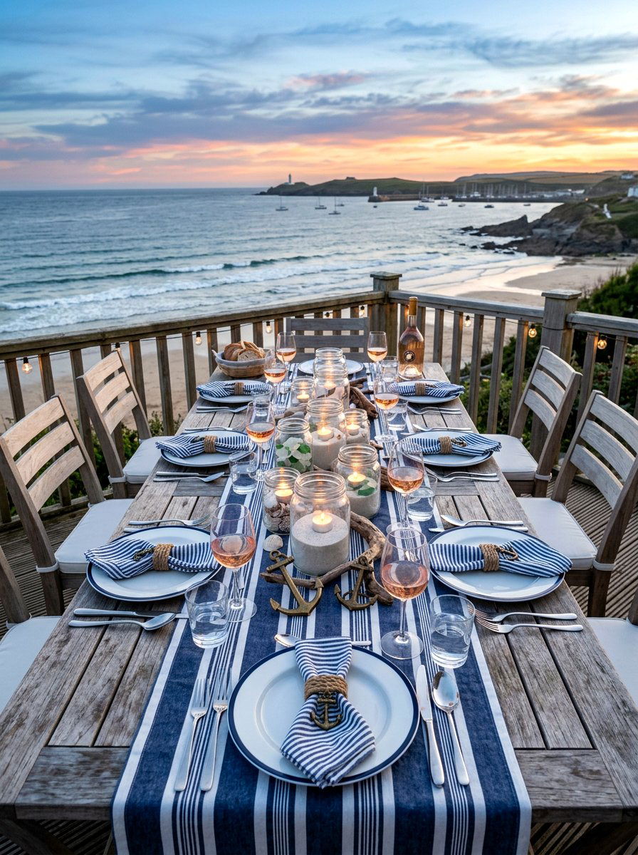 Nautical seaside dinner table - 30 dinner party table ideas aesthetic