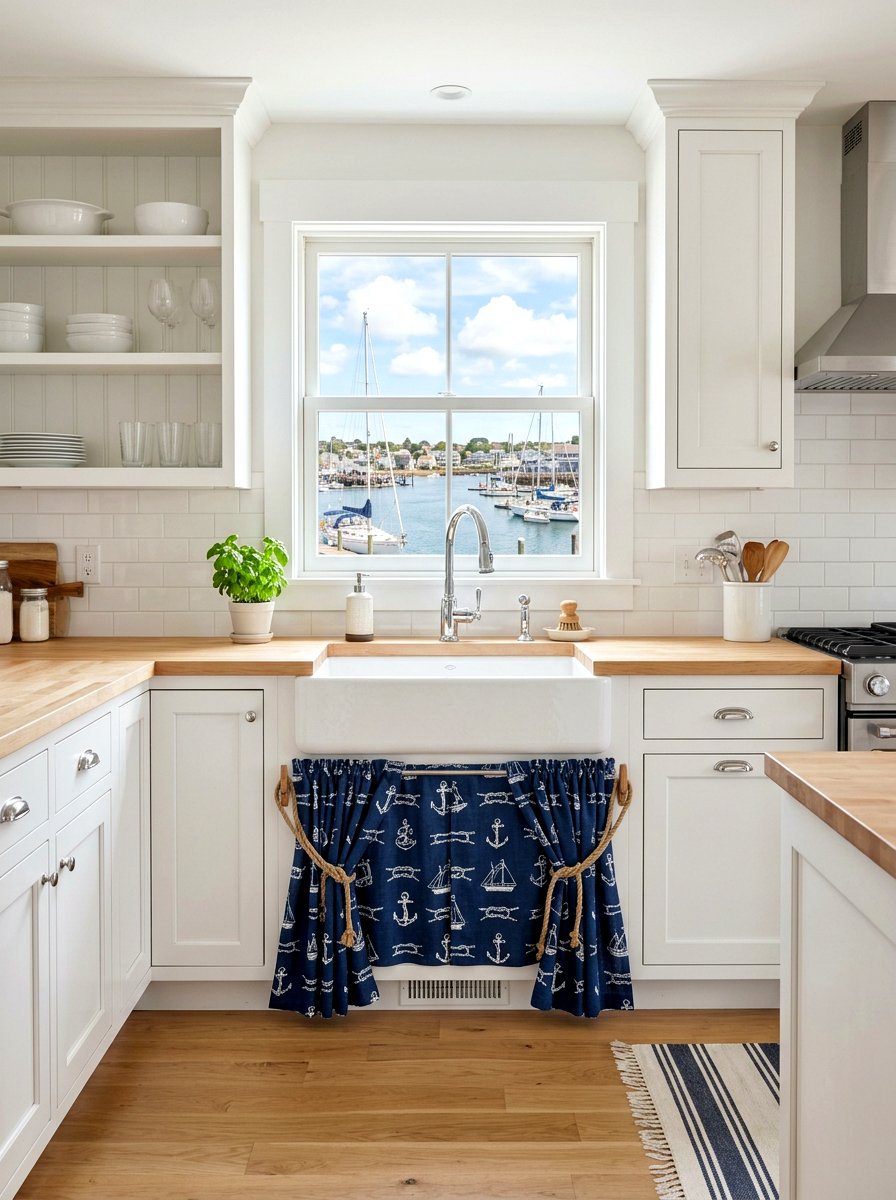 Nautical sink curtains - 30 kitchen curtain sink ideas