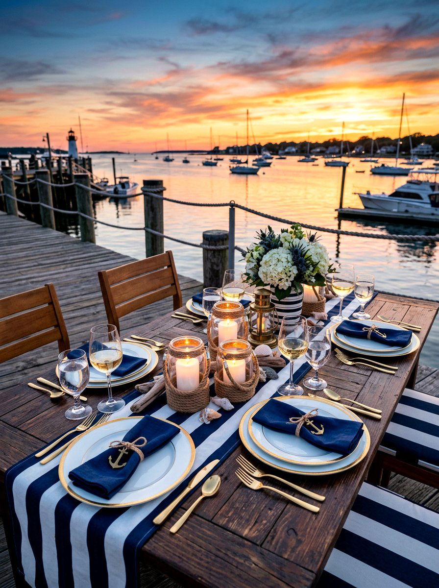 Nautical sunset dining theme - 30 sunset dinner table ideas