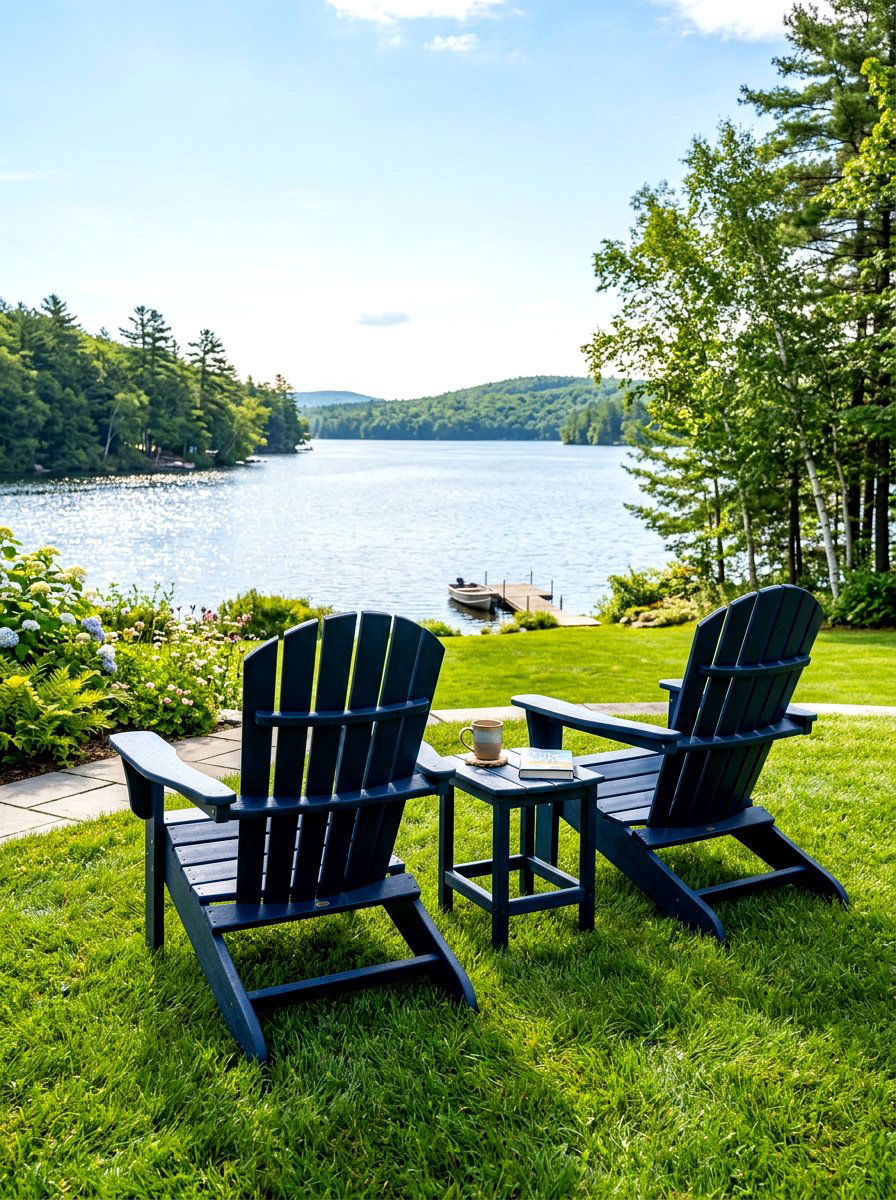 Navy Adirondack Chairs - 30 navy patio decor ideas