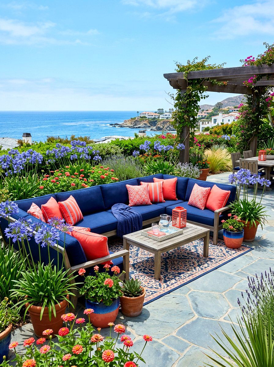 Navy And Coral Patio - 30 patio color scheme ideas