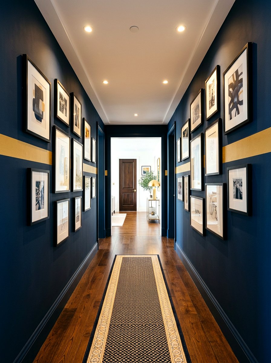 Navy And Gold Hallway - 30 color blocked room ideas