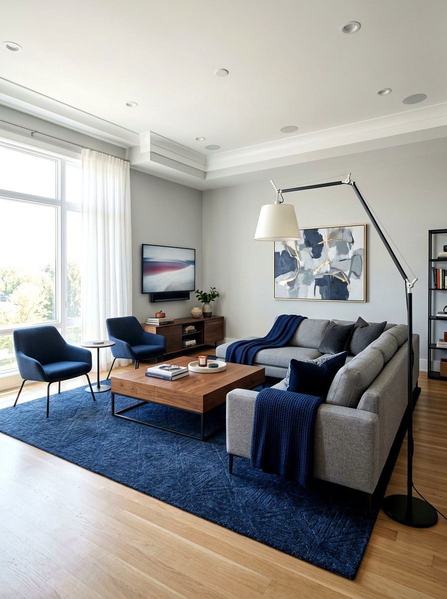 Navy And Gray Living Room - 30 blue living room ideas