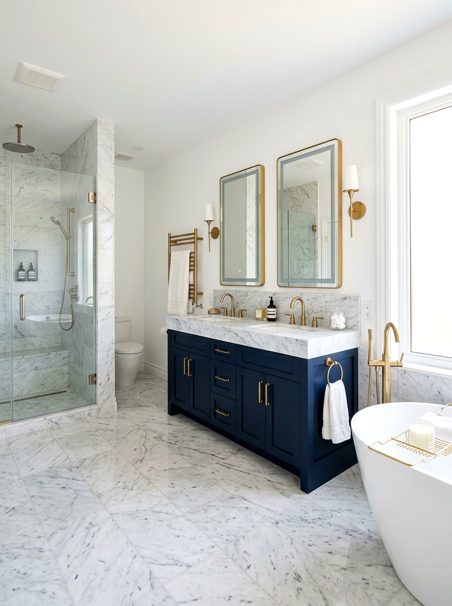 Navy And Marble Bathroom - 30 navy bathroom ideas