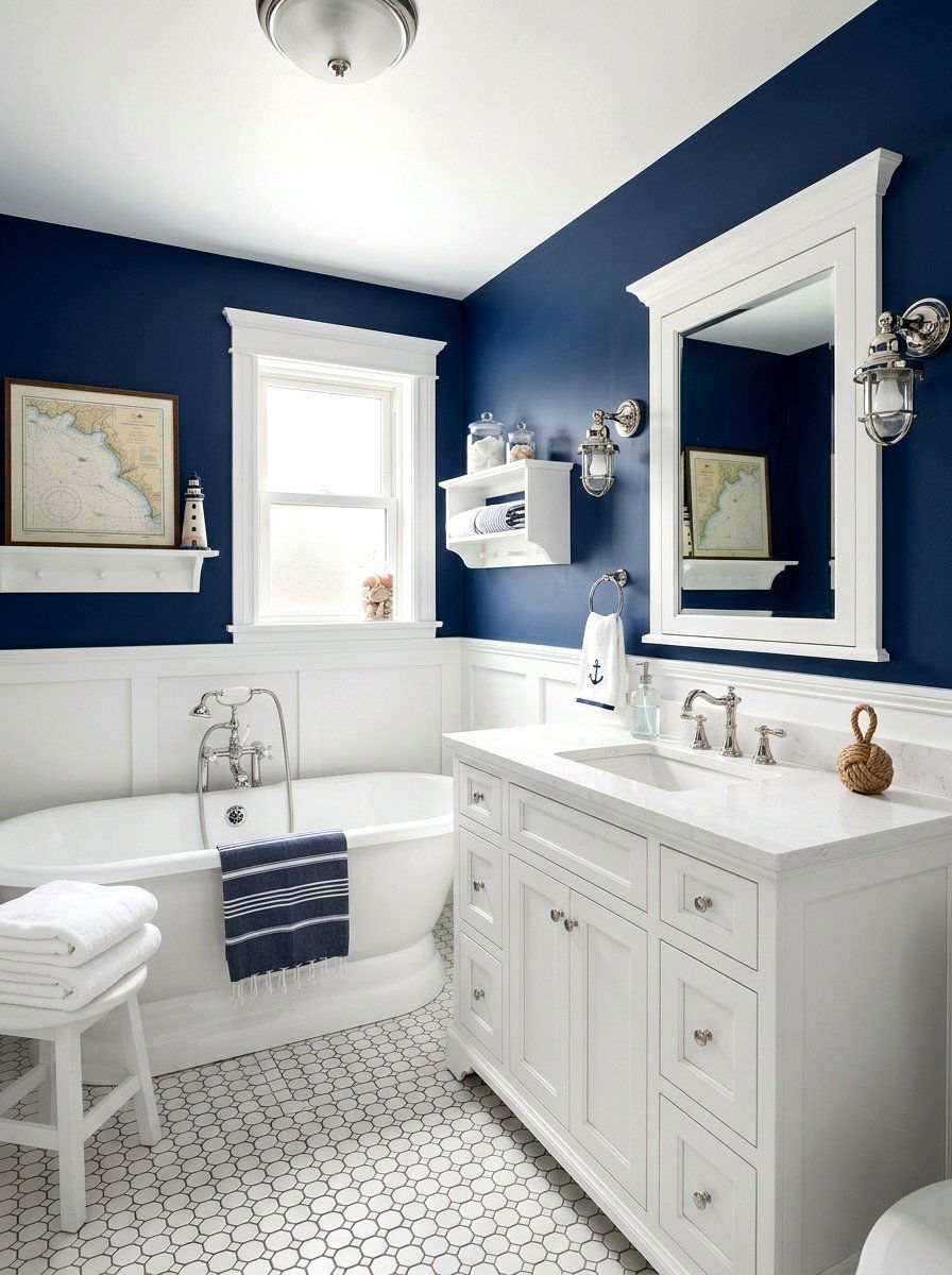 Navy And White Bathroom - 30 navy bathroom ideas