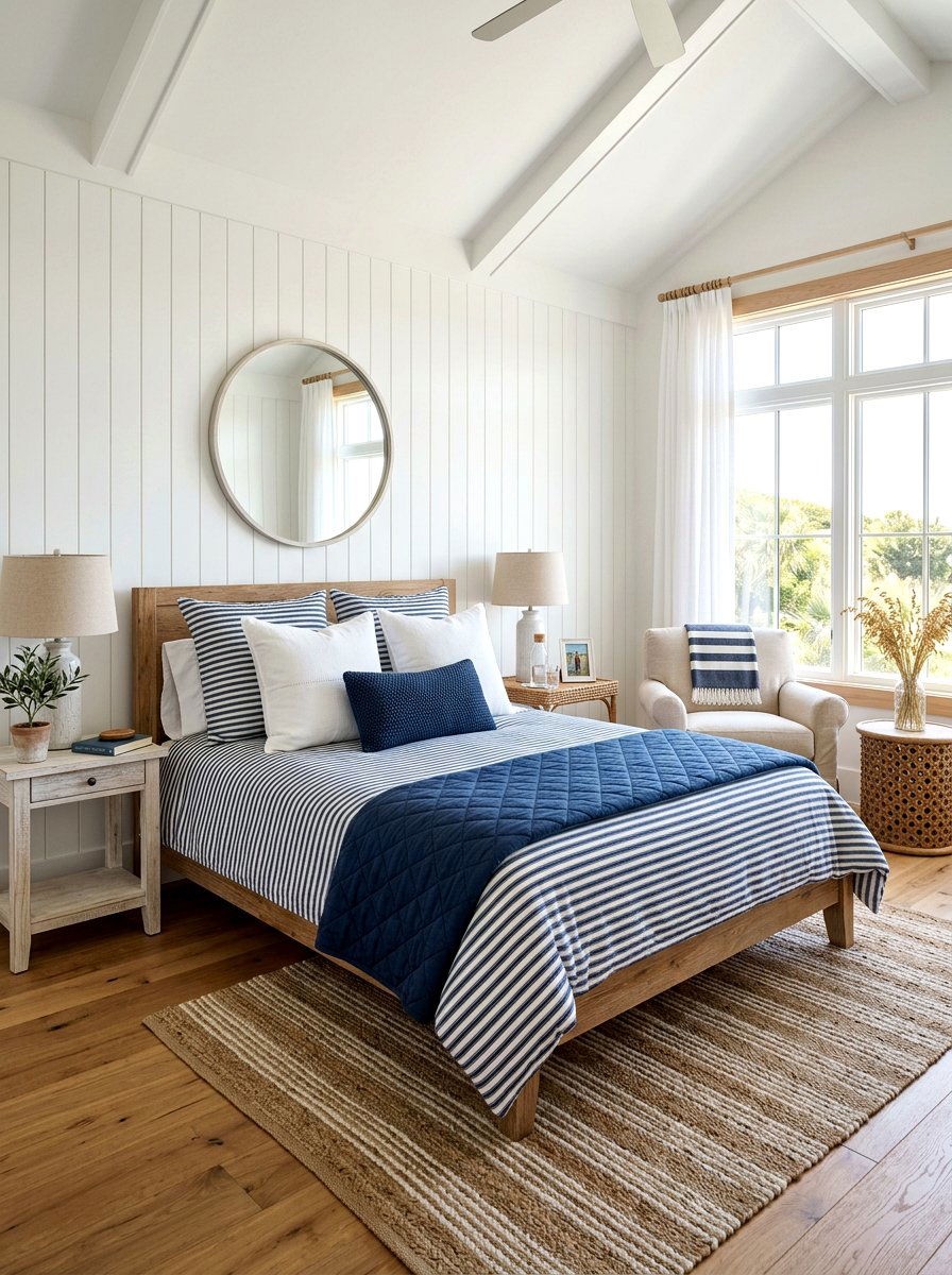 Navy And White Bedding - 30 nautical bedroom ideas