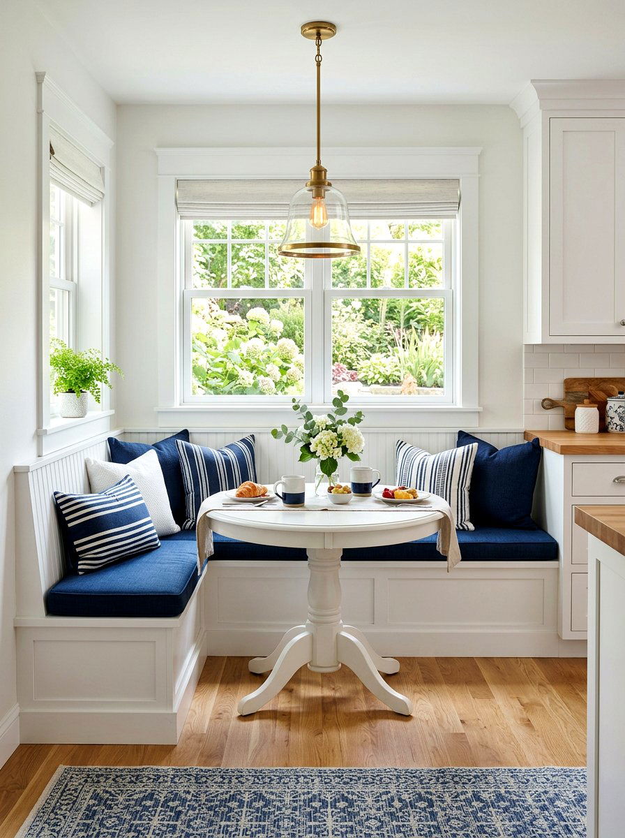 Navy And White Breakfast Nook - 30 navy and white decor ideas