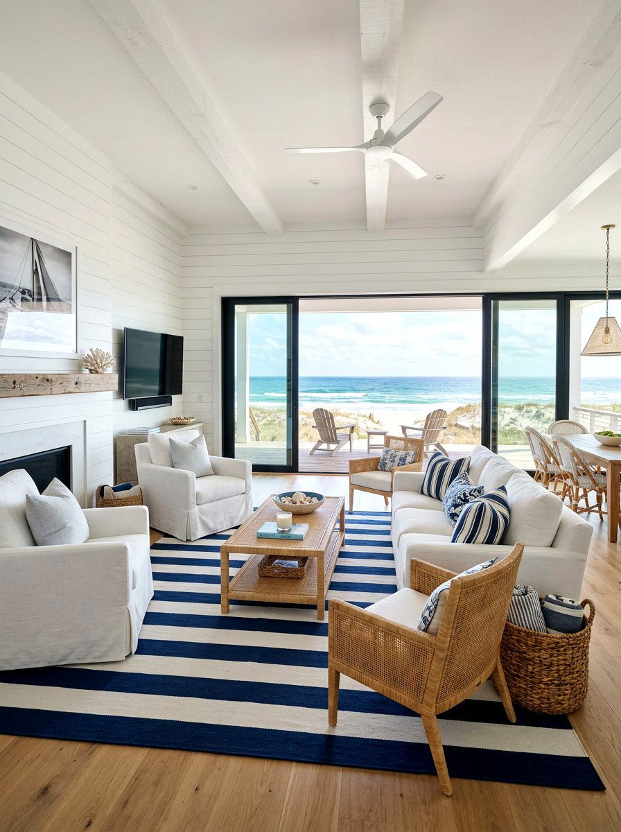 Navy And White Coastal Room - 30 navy and white decor ideas
