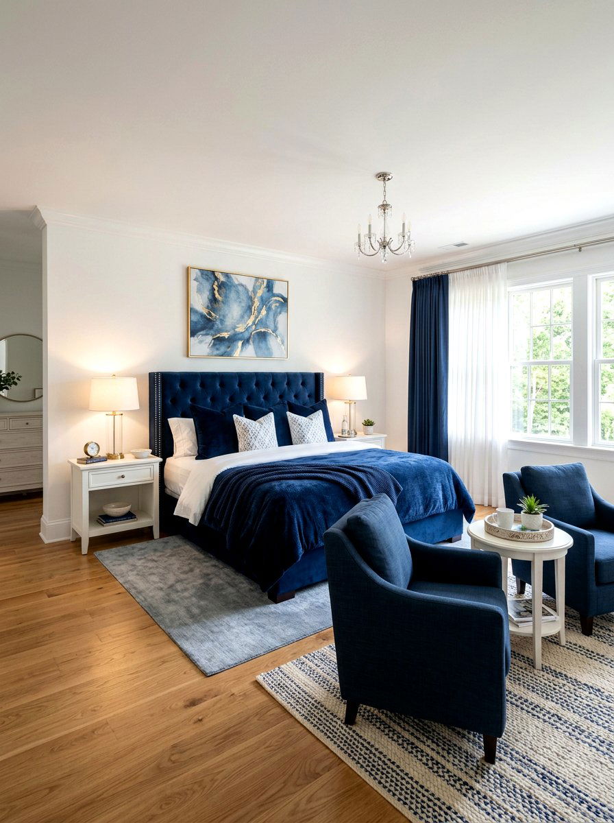30 navy and white decor ideas for striking, coastal elegance