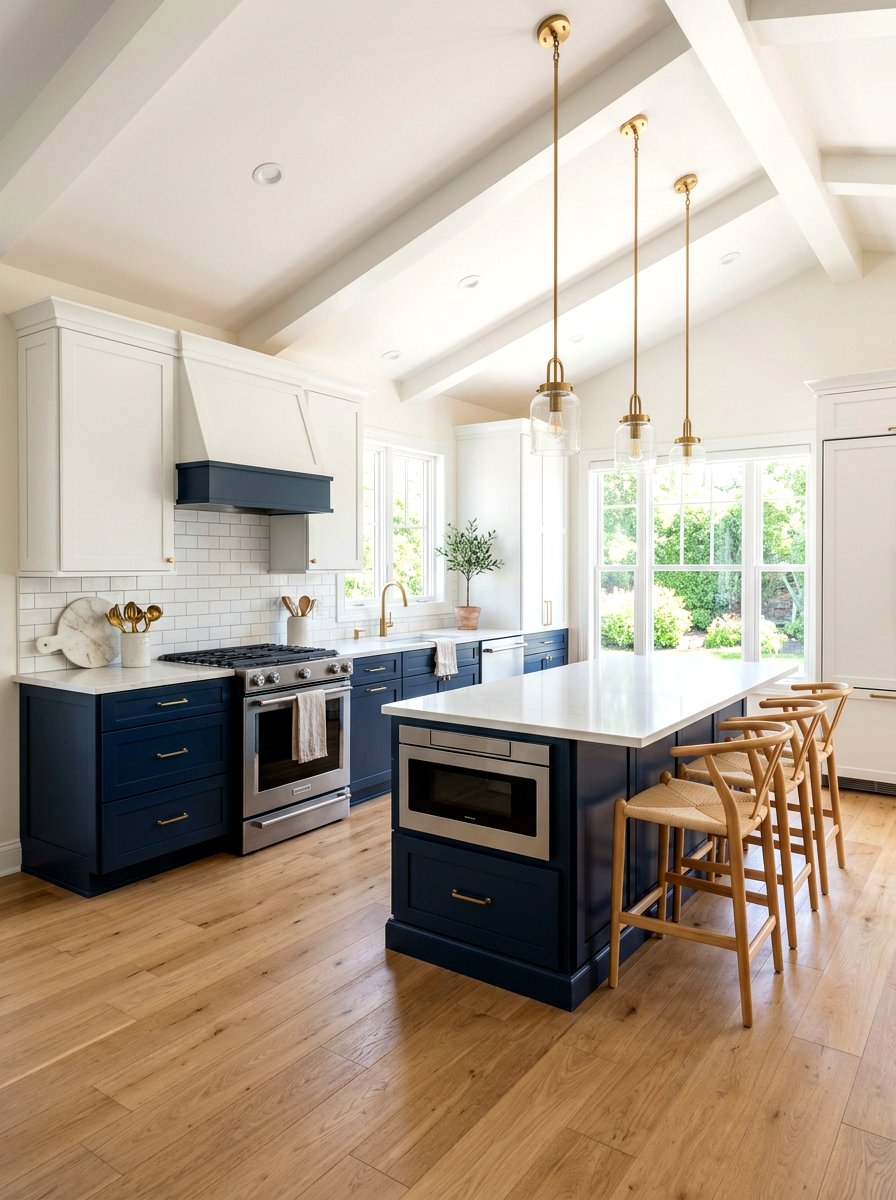 Navy And White Two Tone Kitchen - 30 navy kitchen cabinet ideas