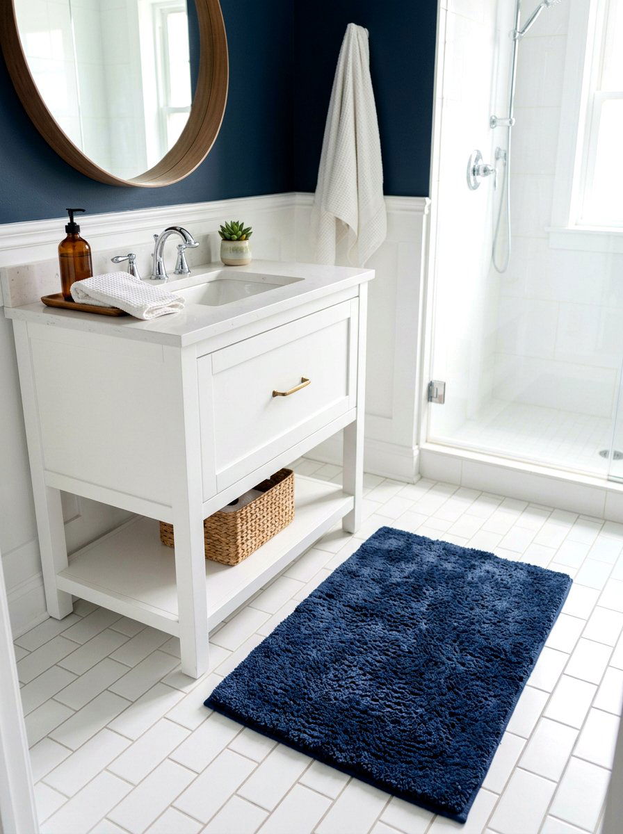 Navy Bathroom Rug