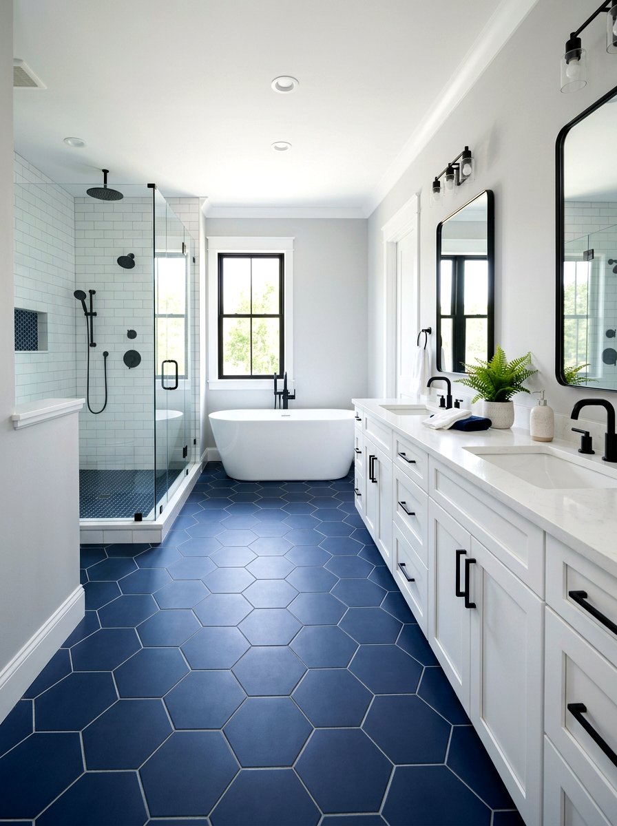 Navy Bathroom Tile - 30 navy bathroom ideas
