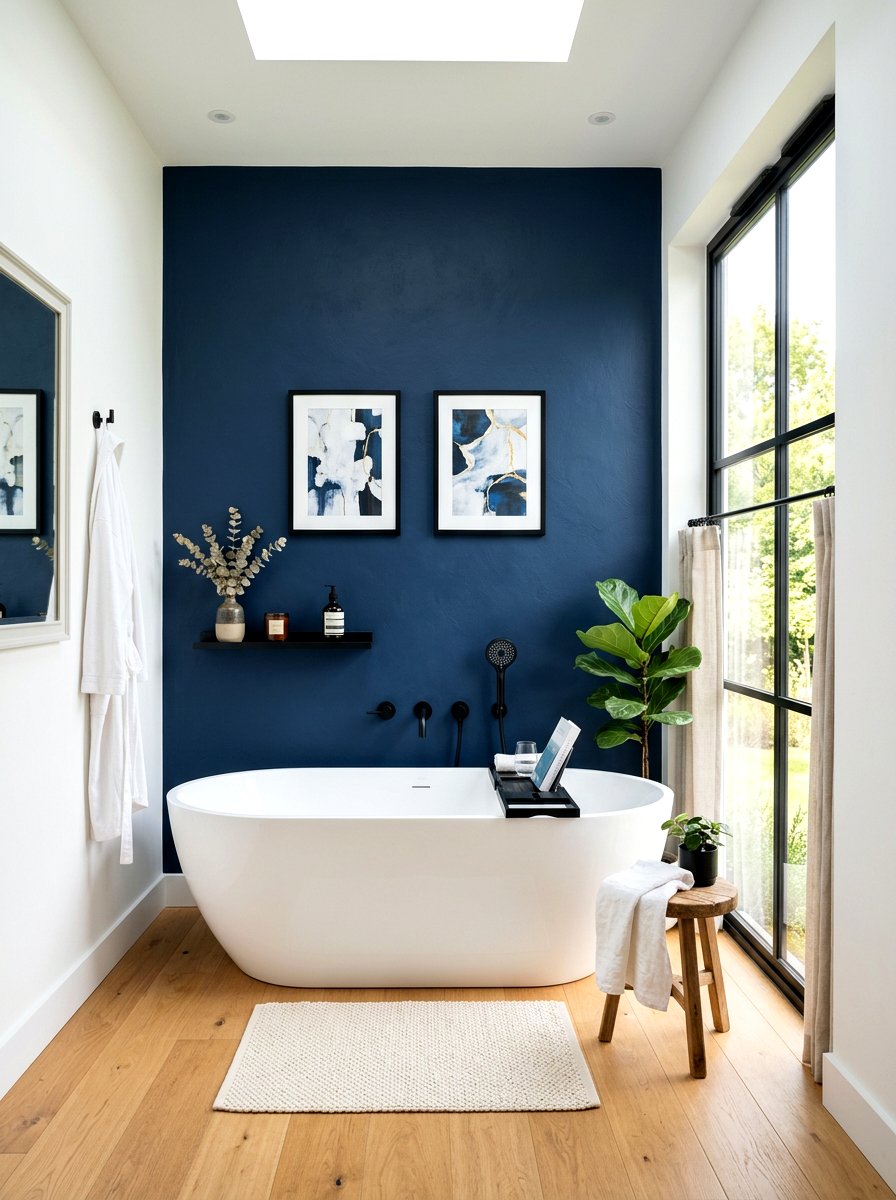 Navy Blue Accent Wall - 30 navy bathroom ideas