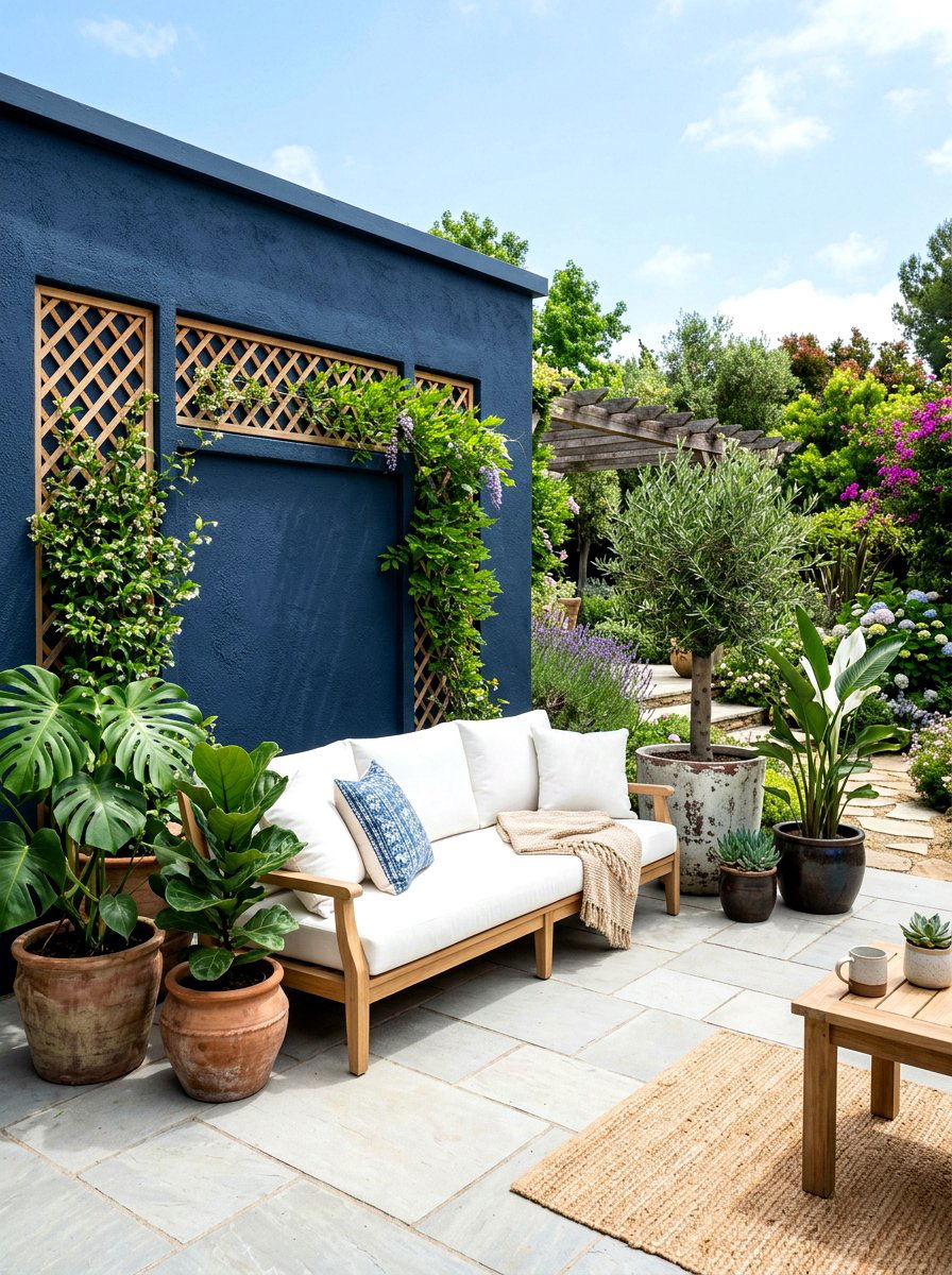 Navy Blue Accent Wall - 30 navy patio decor ideas
