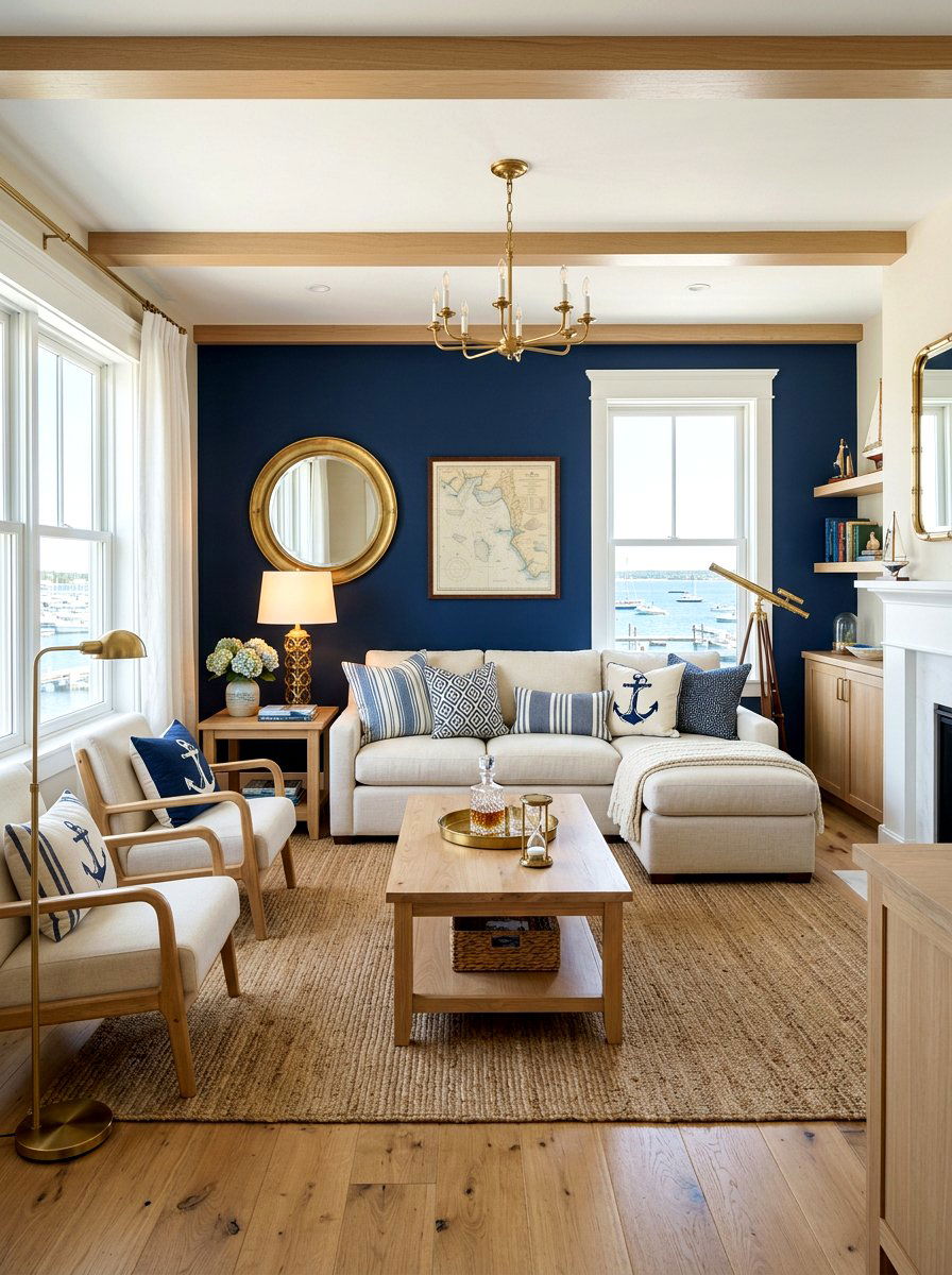 Navy Blue And Cream Living Room - 30 cream sofa living room ideas