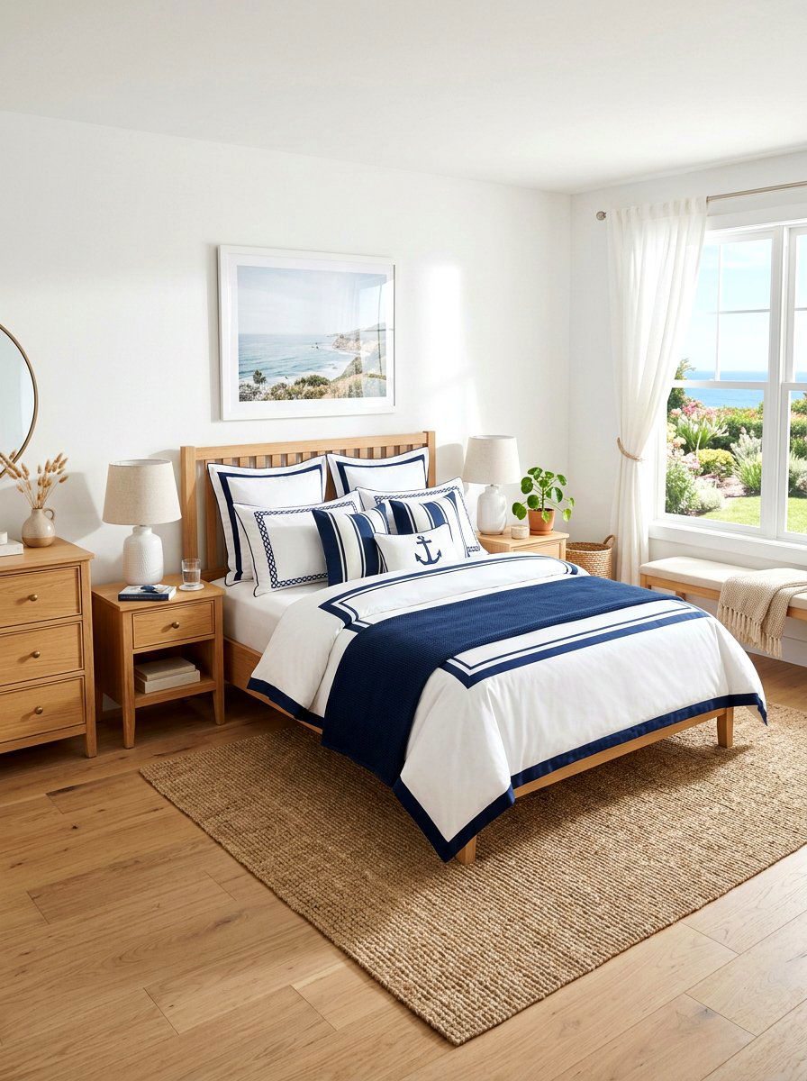 Navy Blue And White Bedding - 30 inky blue bedroom ideas