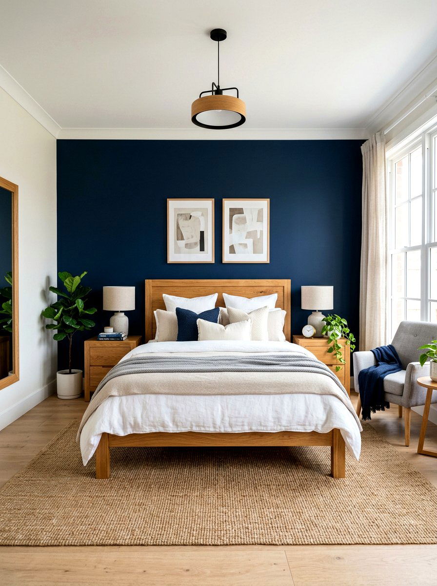 Navy Blue And Wood Furniture - 30 inky blue bedroom ideas