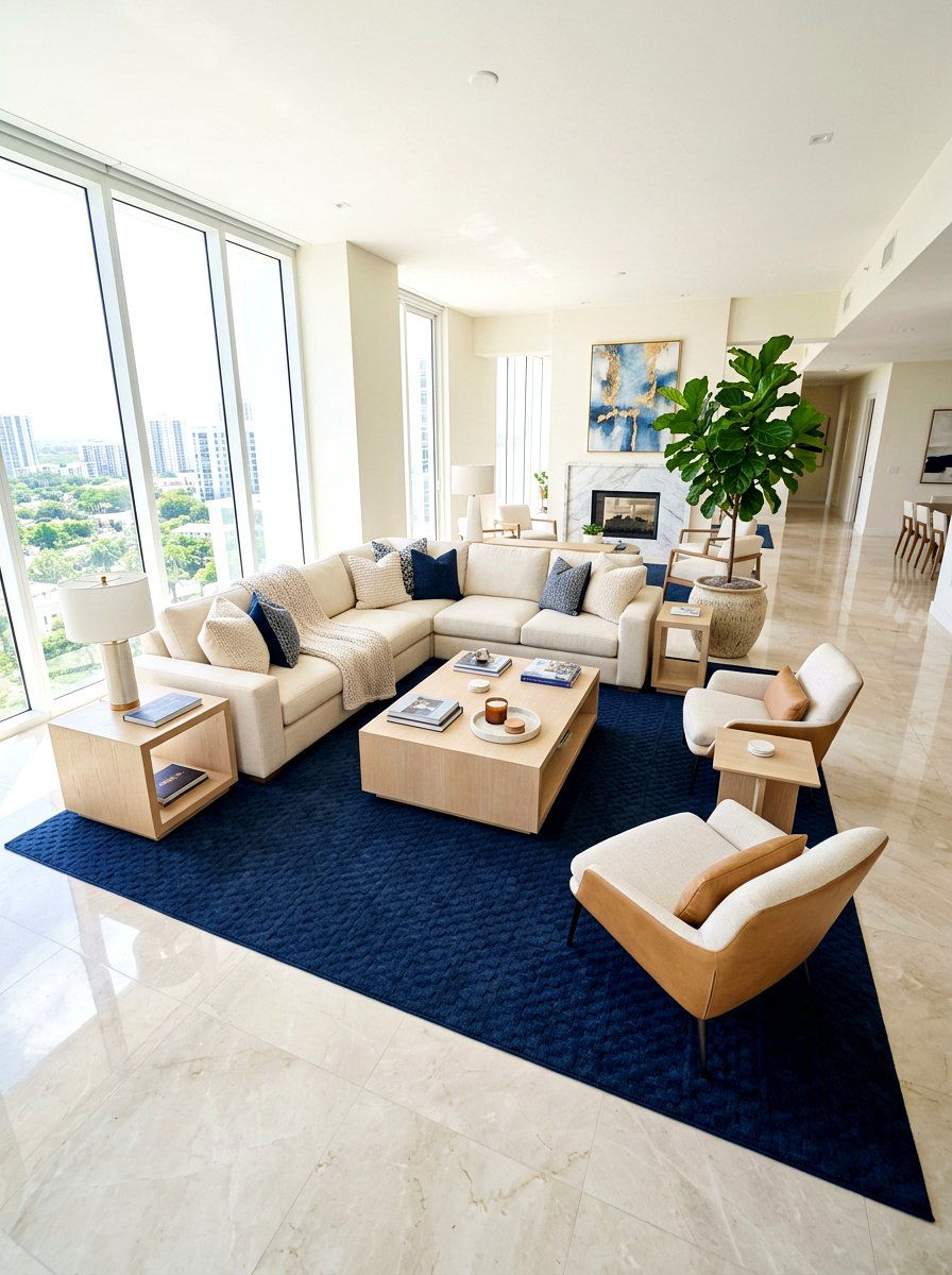 Navy Blue Area Rug - 30 ink blue lounge ideas