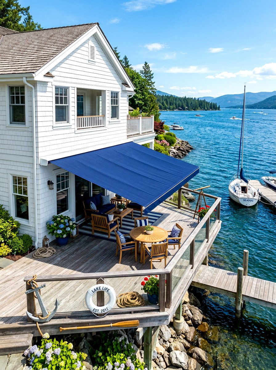 Navy Blue Awning - 30 retractable awning ideas
