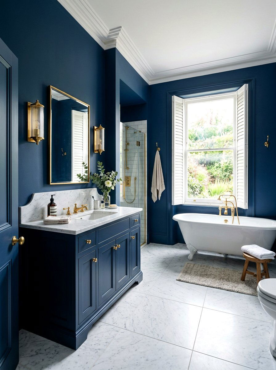 Navy Blue Bathroom - 30 dramatic bathroom ideas