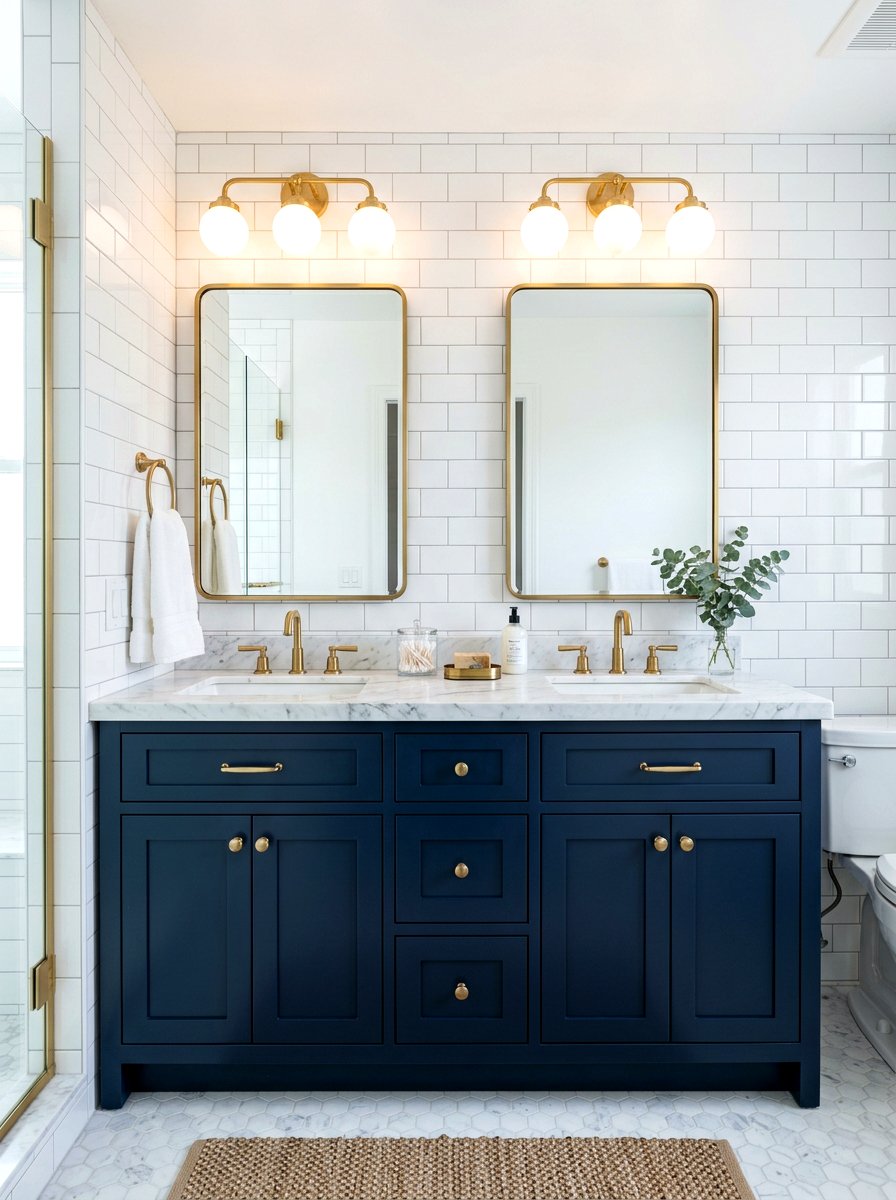 Navy Blue Bathroom Cabinet - 30 eclectic bathroom ideas