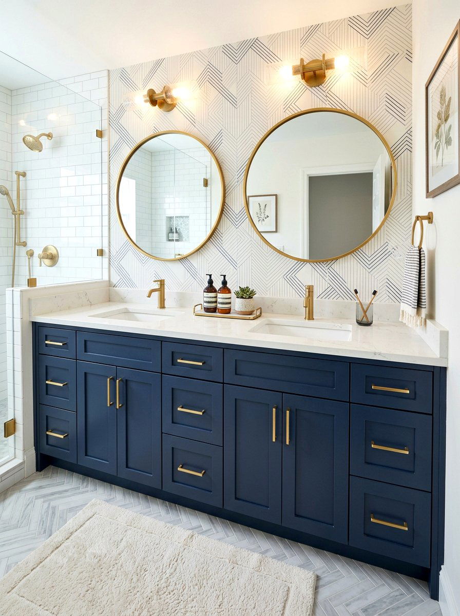 Navy Blue Bathroom Vanity - 30 guest powder room decor ideas