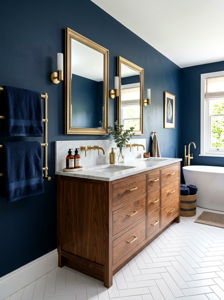 Navy Blue Bathroom - 30 moody bathroom ideas