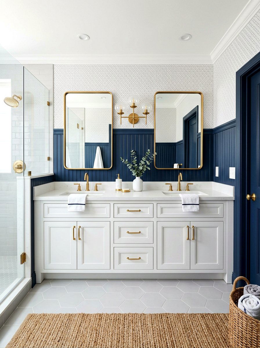 Navy Blue Beadboard Bathroom Vanity - 30 beadboard bathroom ideas