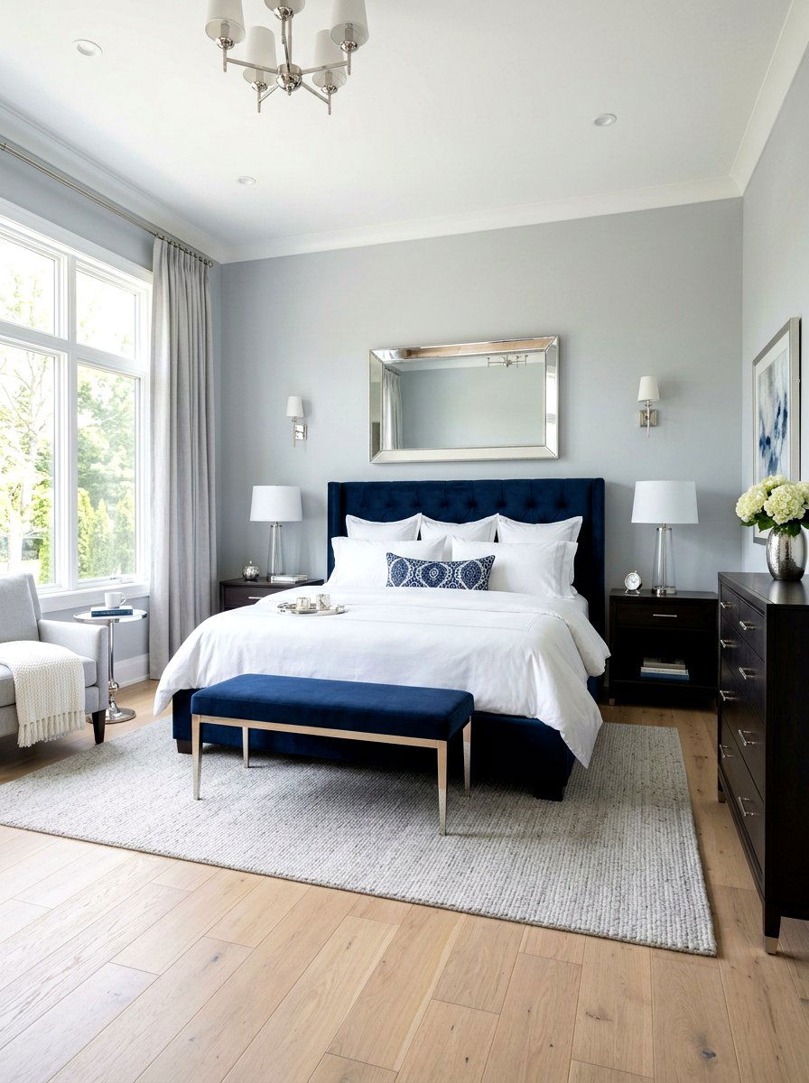 Navy Blue Bed - 30 upholstered bed ideas