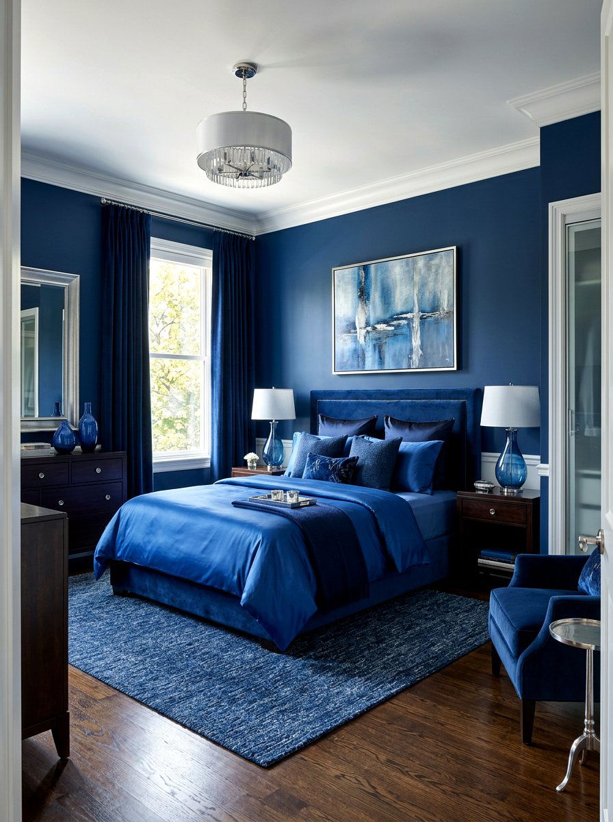 Navy Blue Bedroom - 30 monochromatic bedroom ideas