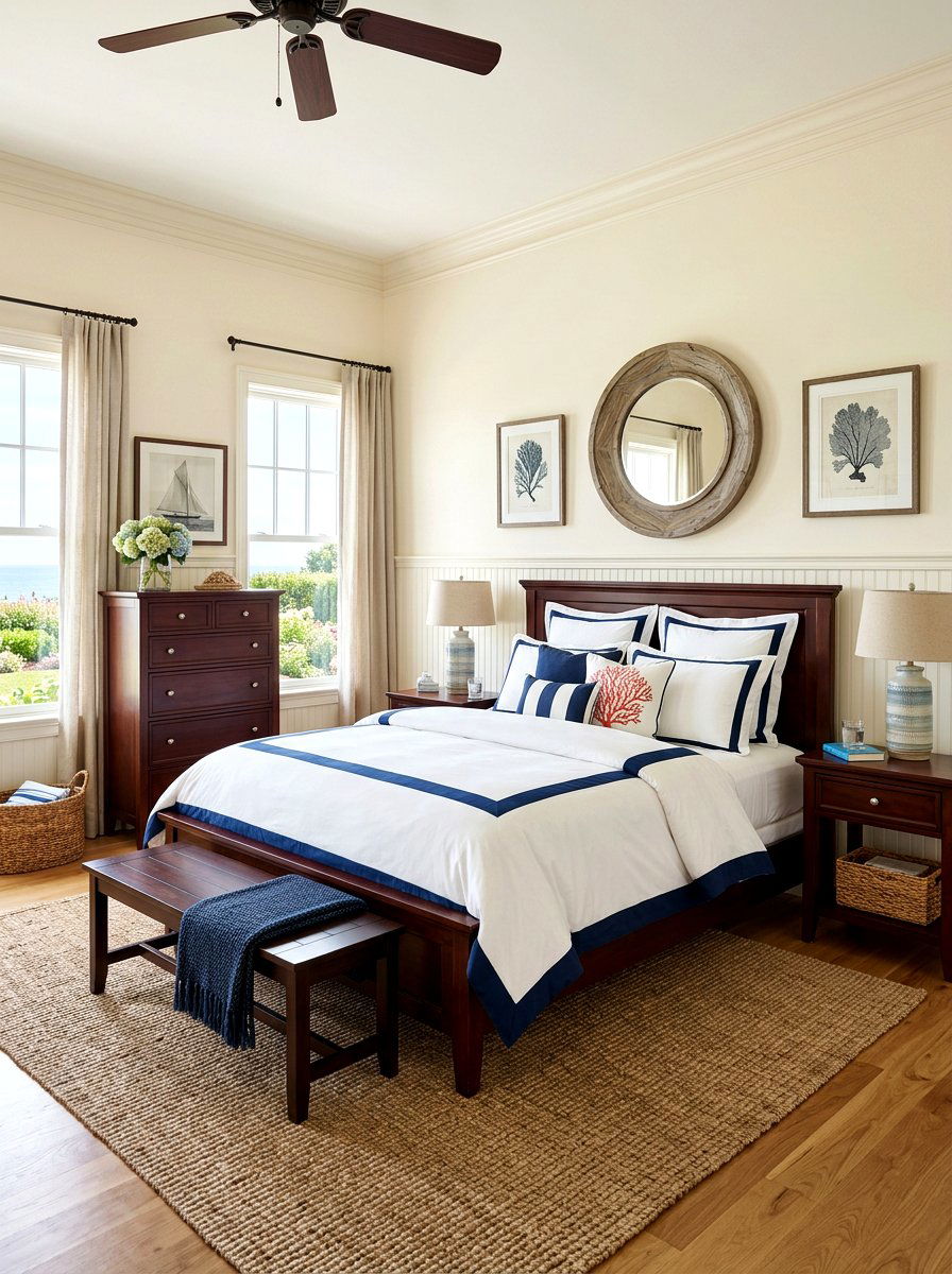 Navy Blue Border Bedding - 30 contrast trim bedding ideas