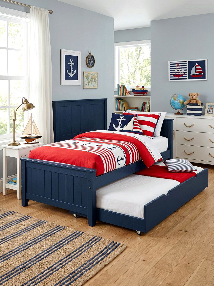 Navy Blue Boys Trundle Bed - 30 trundle bed ideas