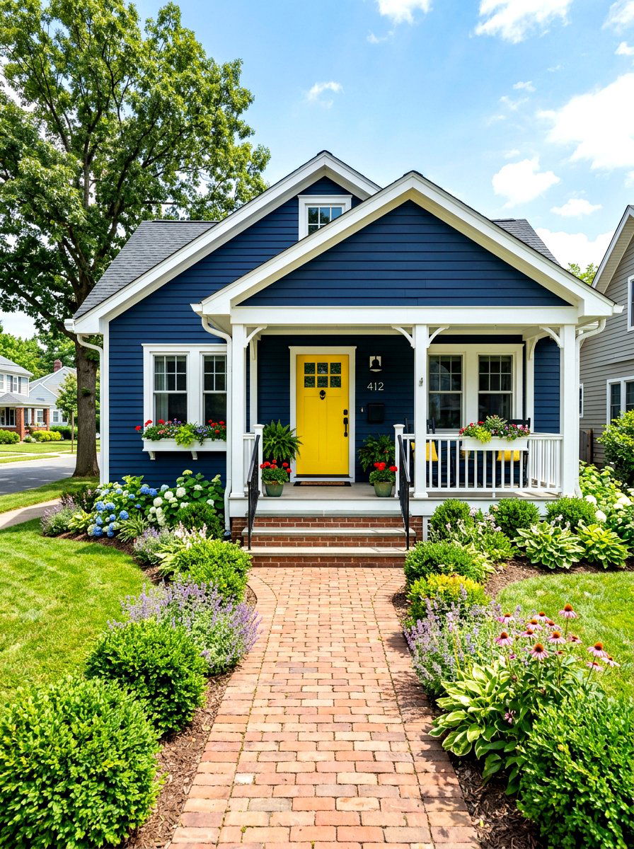 Navy Blue Bungalow - 30 bungalow exterior ideas