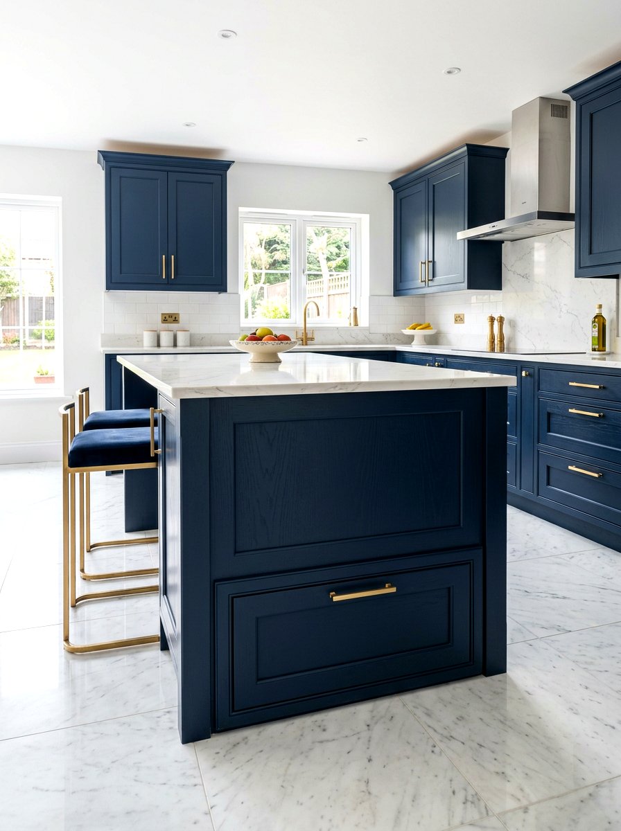 Navy Blue Cabinet Dog Bowl Drawer - 30 dog bowl drawer ideas