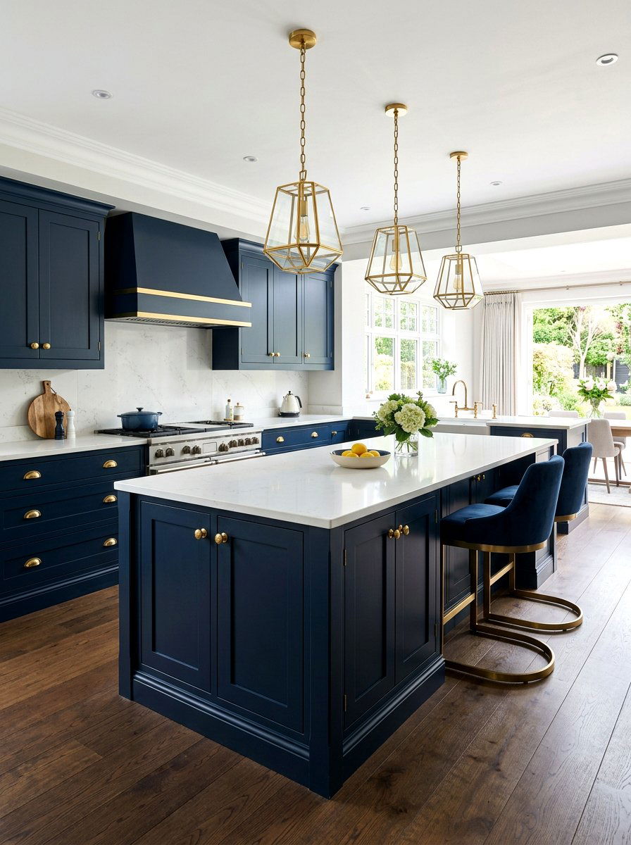 Navy Blue Cabinets Brass Hardware - 30 brass kitchen hardware ideas