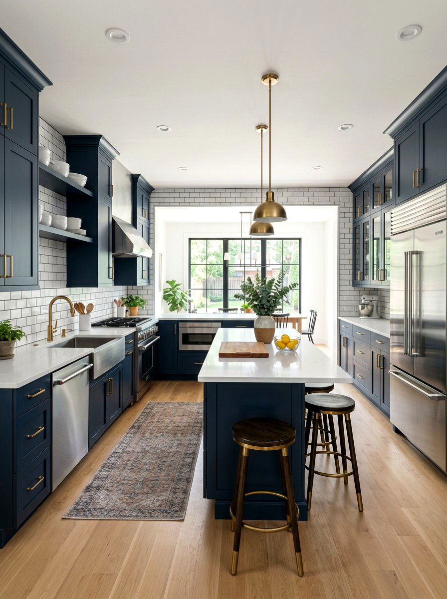 Navy Blue Cabinets Subway Tile - 30 navy kitchen cabinet ideas