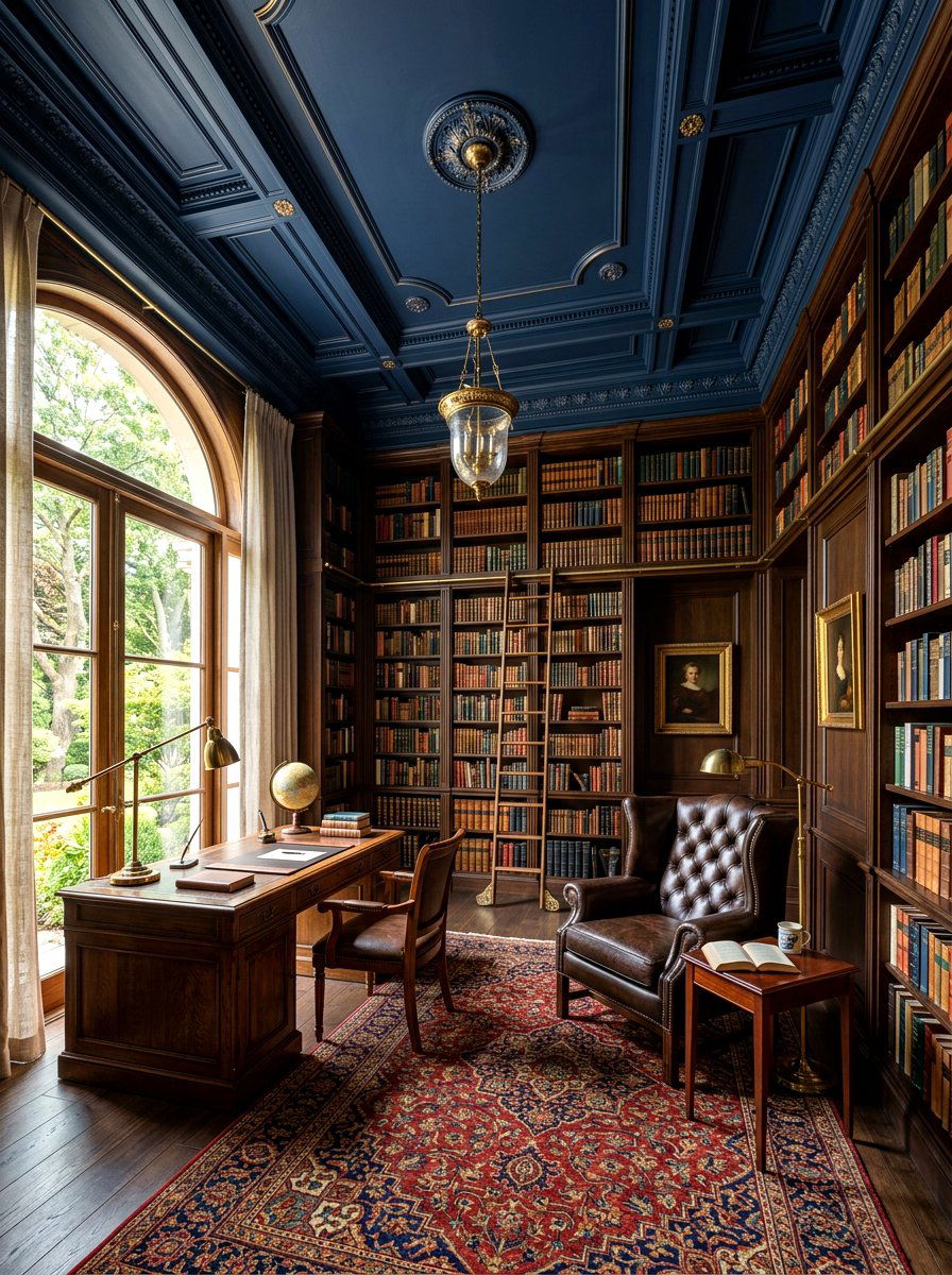 Navy Blue Ceiling - 30 statement ceiling paint ideas