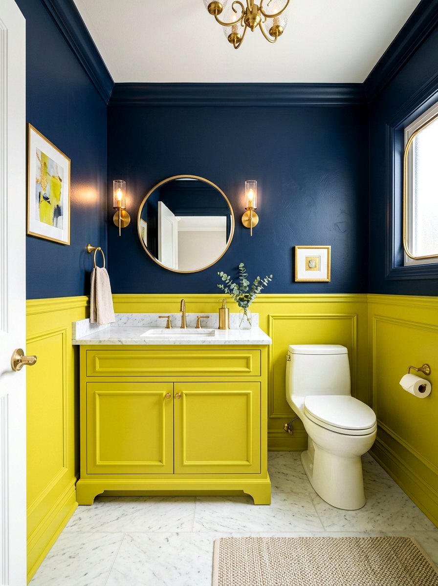 Navy Blue Chartreuse Bathroom - 30 chartreuse powder room ideas