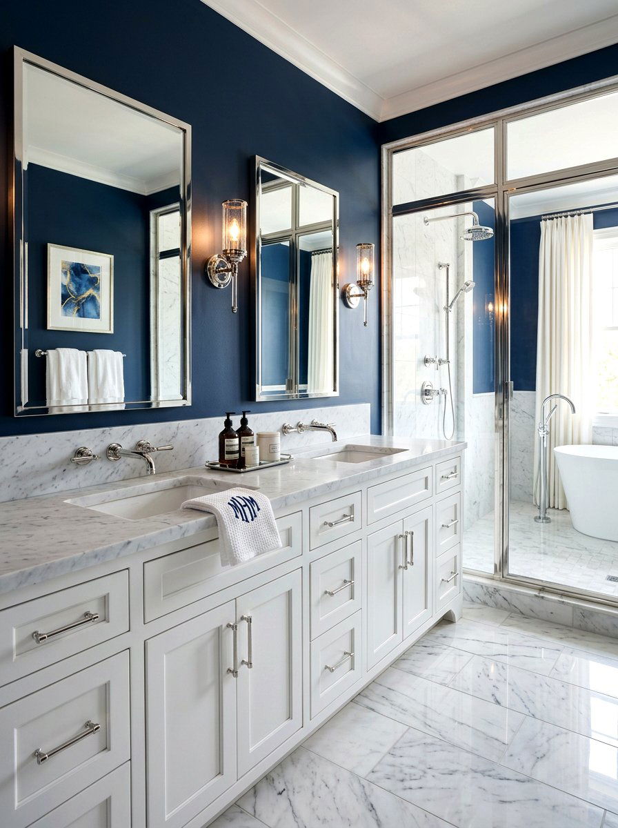 Navy Blue Chrome Bathroom - 30 chrome bathroom ideas