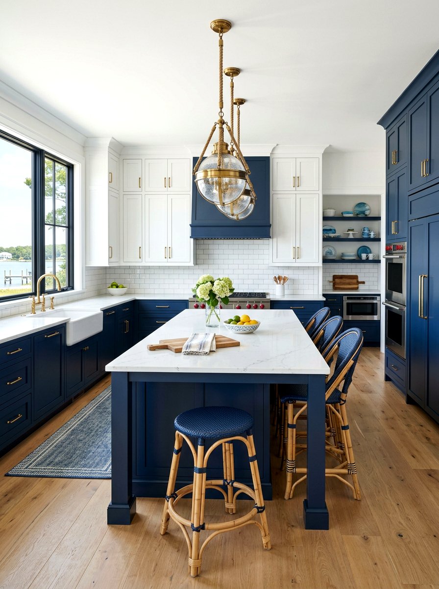 Navy Blue Coastal Kitchen - 30 coastal kitchen ideas