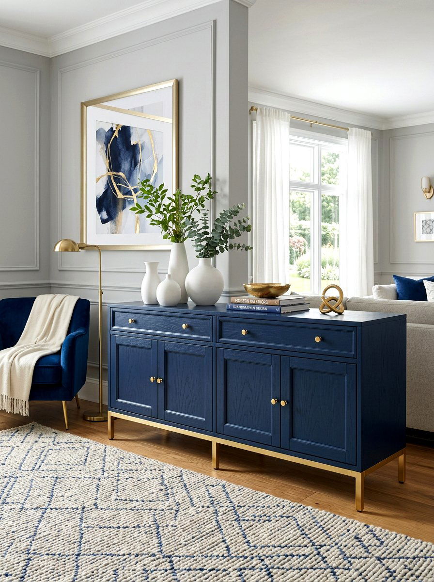 Navy Blue Credenza - 30 TV over console ideas