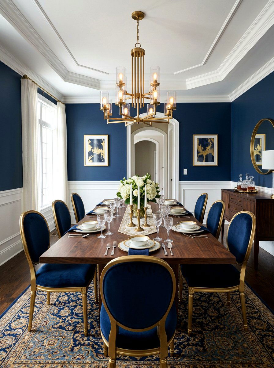 Navy Blue Dining Room - 30 moody dining room ideas