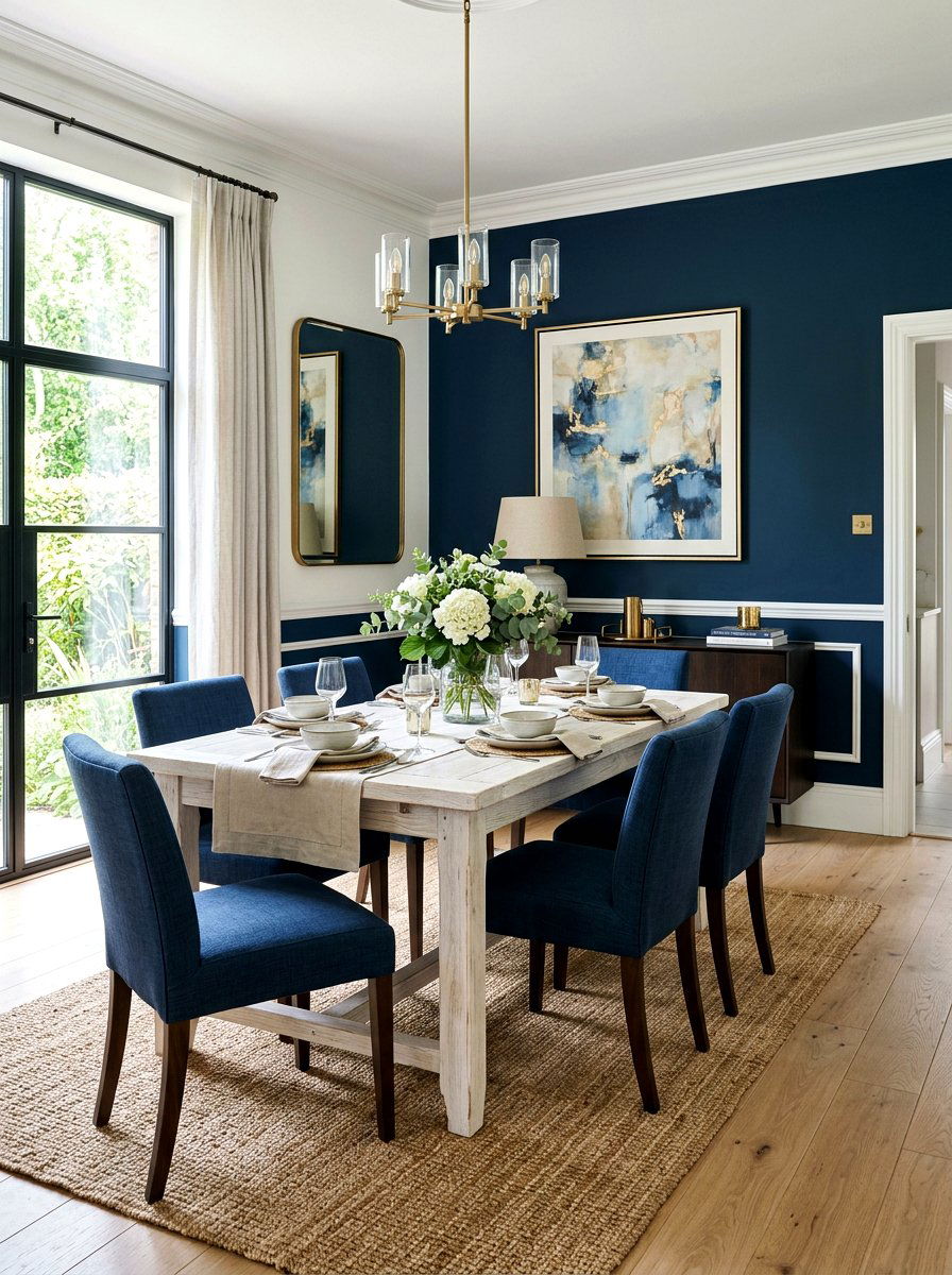 Navy Blue Dining Room Accent - 30 coastal dining room ideas