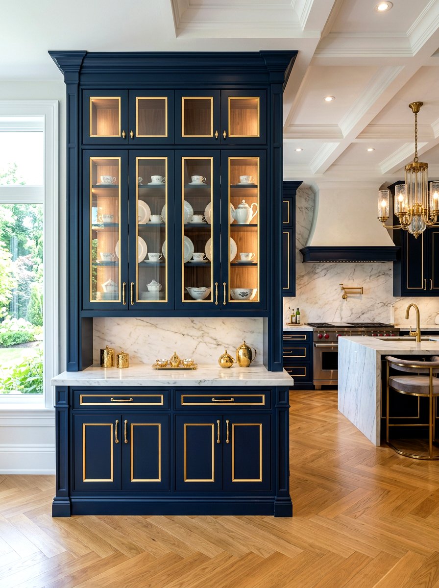 Navy Blue Display Cabinet - 30 freestanding kitchen cabinet ideas