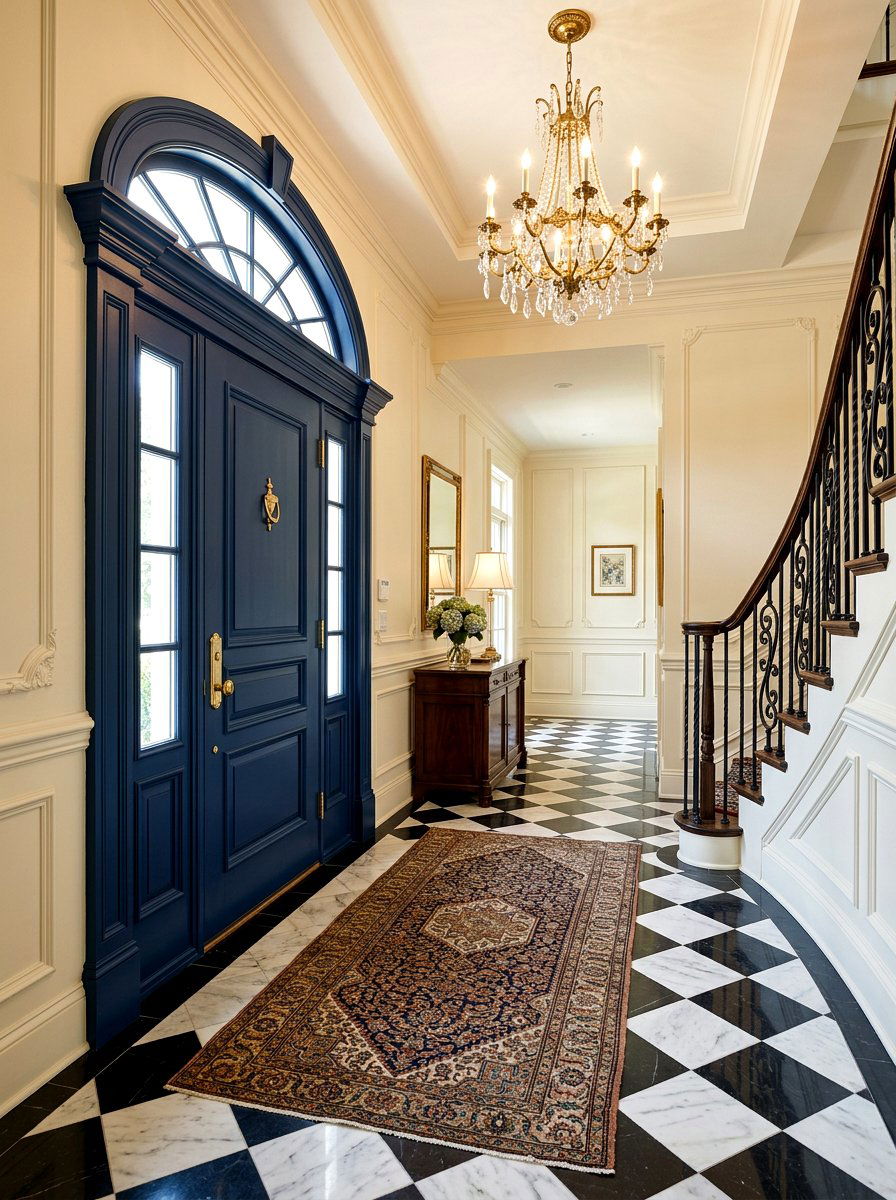 Navy Blue Door Frame Neutral Walls - 30 contrast trim wall ideas