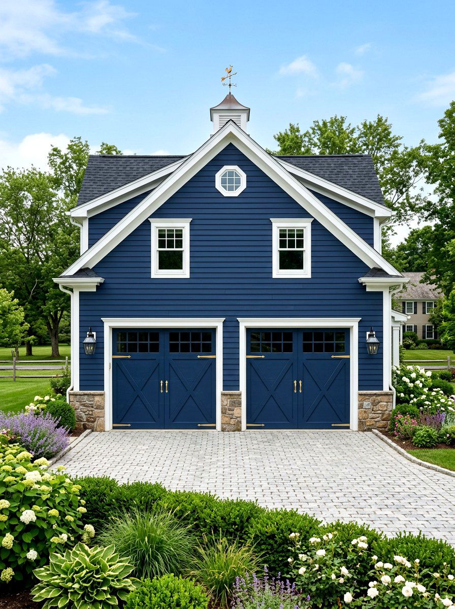 Navy Blue Facade - 30 garage facade ideas