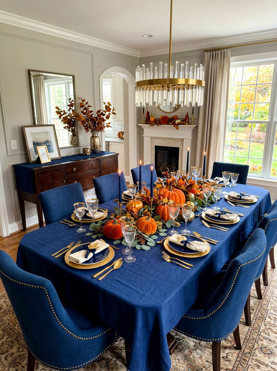 Navy Blue Fall - 30 fall harvest table ideas