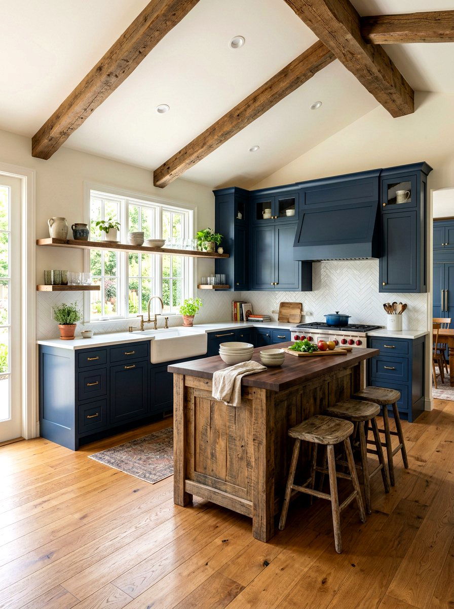 Navy Blue Farmhouse Kitchen Cabinets - 30 navy kitchen cabinet ideas